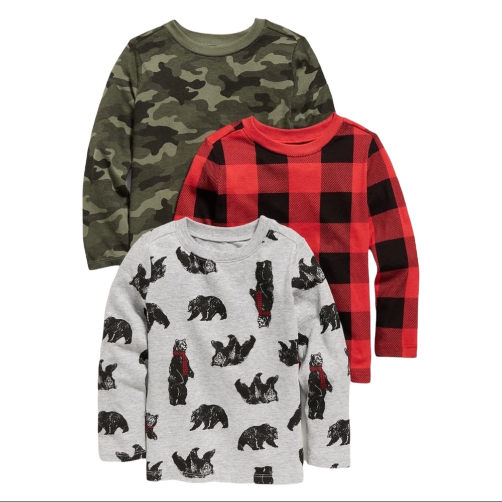 Unisex Long-Sleeve Crew-Neck Tee 3-Pack for Toddler 18-24 Months